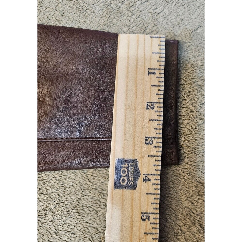 Free People Brown Vegan Faux Leather Pants Size 27 Slim Straight Boho - Picture 12 of 13